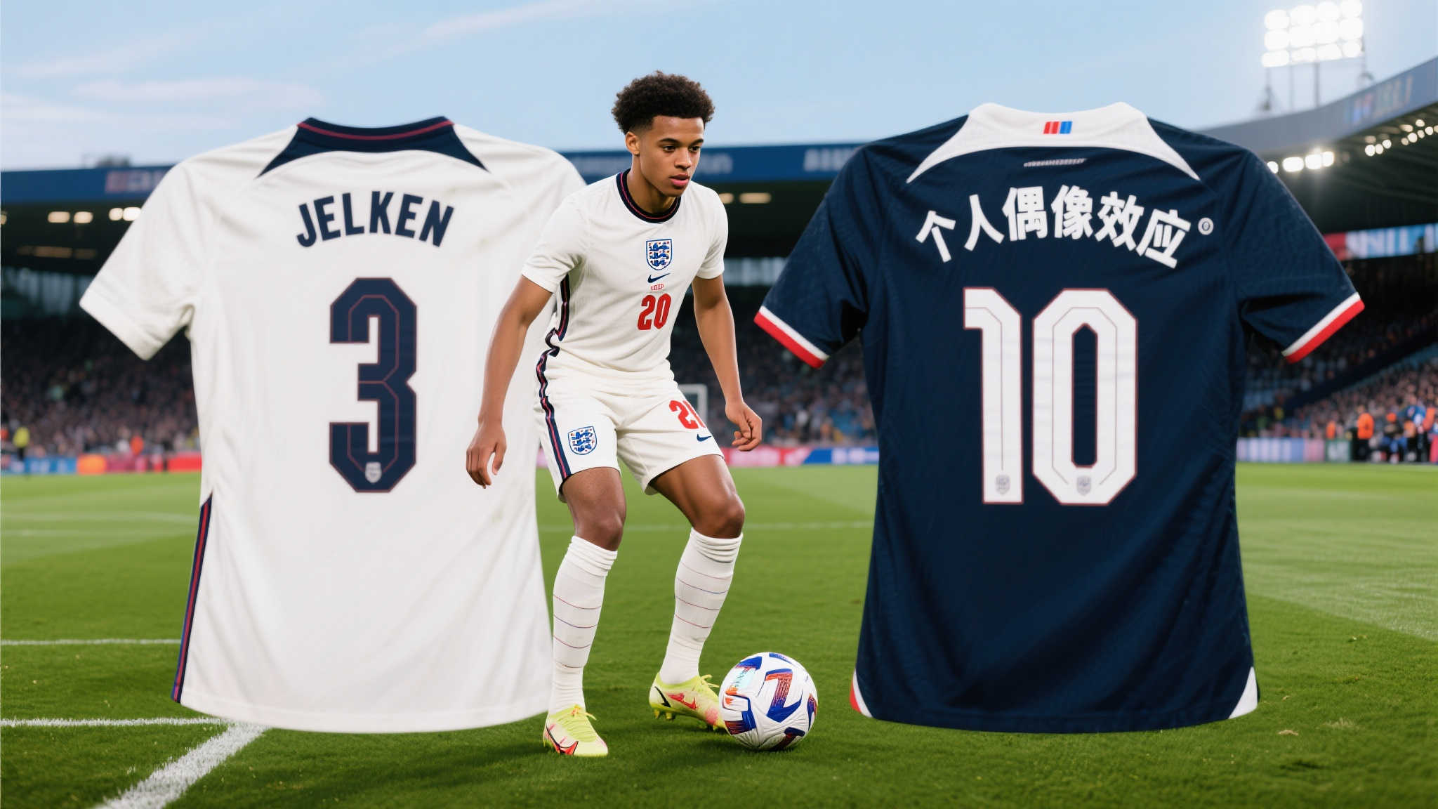 年仅20岁的英格兰中场裘德·贝林厄姆在绿茵场上的表